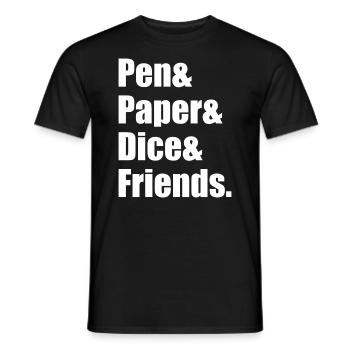Pen & Paper & Dice & Friends. Cadeau RPG - T-shirt homme - noir - Devant - AI Model Male 178 light (178cm)