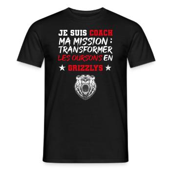 Ma mission : transformer les oursons en Grizzly - T-shirt homme - noir - Devant - AI Model Male 178 light (178cm)