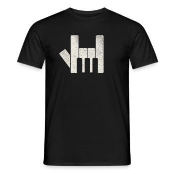 Piano Music - Vintage Piano Keys Hornhand - Men's T-Shirt - black - Front - AI Model Male 178 light (178cm)