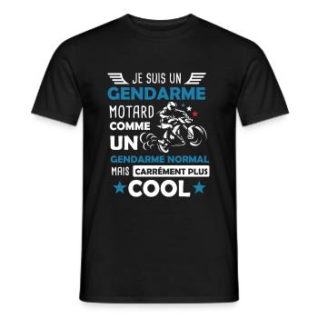 Gendarme motard cadeau drôle moto - T-shirt homme - noir - Devant - AI Model Male 178 light (178cm)