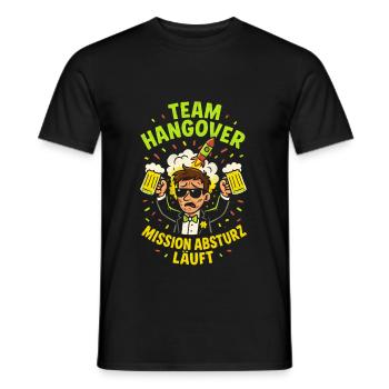 Team Hangover – Mission Absturz JGA Männer 2025 - Männer T-Shirt - Schwarz - Vorne - AI Model Male 178 light (178cm)
