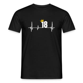 18. Geburtstag 18 Jahre Jubiläum Herzschlag Krone - Männer T-Shirt - Schwarz - Vorne - AI Model Male 178 light (178cm)