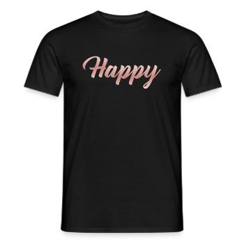 Happy - Männer T-Shirt - Schwarz - Vorne - AI Model Male 178 light (178cm)