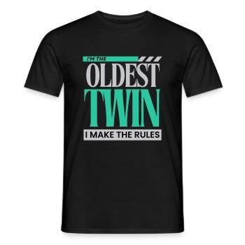 Ich bin der älteste Zwilling Ich mache die Regeln lustig Geschwister - Männer T-Shirt - Schwarz - Vorne - AI Model Male 178 light (178cm)