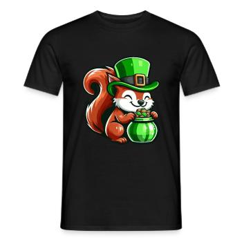 Conception de bande dessinée écureuil mignon de la Saint-Patrick - T-shirt homme - noir - Devant - AI Model Male 178 light (178cm)
