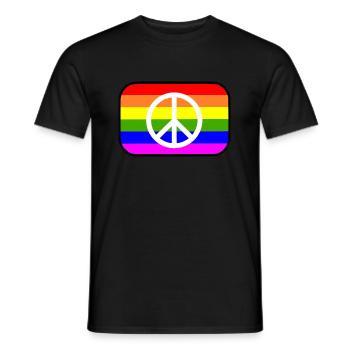 Signe de paix sur le drapeau arc-en-ciel LGBT - T-shirt homme - noir - Devant - AI Model Male 178 light (178cm)