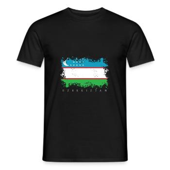 Drapeau de l'Ouzbékistan drapeau État de Tachkent Asie - T-shirt homme - noir - Devant - AI Model Male 178 light (178cm)