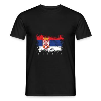 Serbie drapeau de la serbie drapeau pays personnes fierté - T-shirt homme - noir - Devant - AI Model Male 178 light (178cm)