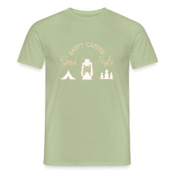 Campeur heureux - T-shirt homme - vert sauge - Devant - AI Model Male 178 light (178cm)