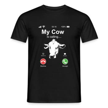 Meine Kuh ruft an T-Shirt Tier Bauernhof Anruf - Männer T-Shirt - Schwarz - Vorne - AI Model Male 178 light (178cm)
