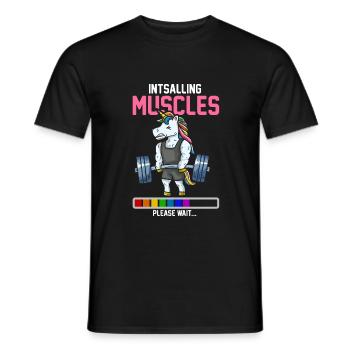 Musculation T-shirt haltérophilie Licorne - T-shirt homme - noir - Devant - AI Model Male 178 light (178cm)