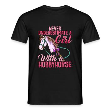 Hobbyhorse girl t-shirt horse riding funny - Men's T-Shirt - black - Front - AI Model Male 178 light (178cm)