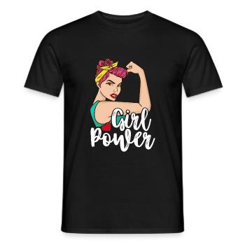 Girl Power Shirt Women's Rights Freedom Emanze - Men's T-Shirt - black - Front - AI Model Male 178 light (178cm)