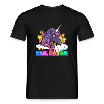 Je vous salue Satan licorne arc-en-ciel diable Halloween - T-shirt homme - noir - Devant - AI Model Male 178 light (178cm)