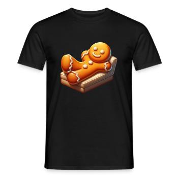 Gingerbread Man Leisure Christmas - Men's T-Shirt - black - Front - AI Model Male 178 light (178cm)