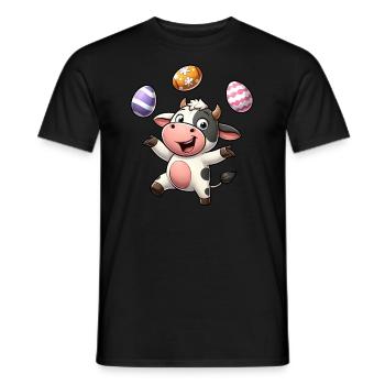 Kuh Jongliert Ostereier, Bauernhofartist - Männer T-Shirt - Schwarz - Vorne - AI Model Male 178 light (178cm)