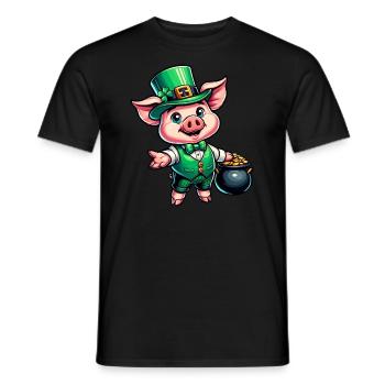 Sweet St. Patrick's Piggy - Men's T-Shirt - black - Front - AI Model Male 178 light (178cm)