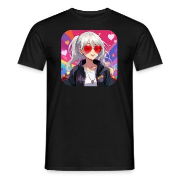 Cooles Girl mit Herzchen Sonnenbrille - Männer T-Shirt - Schwarz - Vorne - AI Model Male 178 light (178cm)