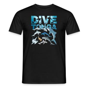 DIVE Tonga Shark Species Tiger Shark Whale Shark Blue Shark - Men's T-Shirt - black - Front - AI Model Male 178 light (178cm)