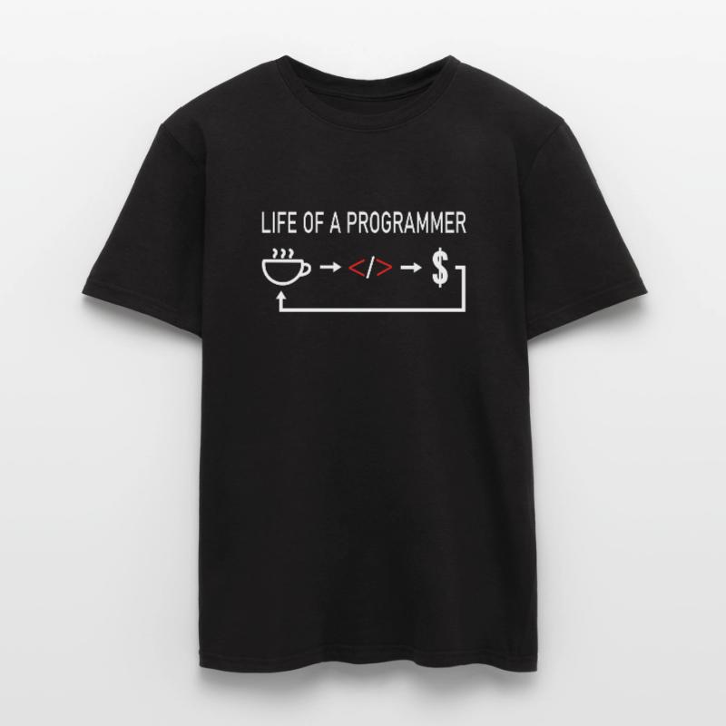 Informaticien La vie d'un programmeur codeur codage T-shirt homme