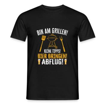 Grillmeister Bin am Grill Papa BBQ Grillen - Männer T-Shirt - Schwarz - Vorne - AI Model Male 178 light (178cm)