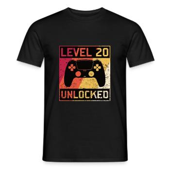 Gaming Gaming 20 Birthday Level 20 Unlocked - Men's T-Shirt - black - Front - AI Model Male 178 light (178cm)