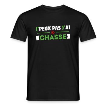 J PEUX PAS J AI CHASSE CADEAU HUMOUR PAPA CHASSEUR - T-shirt homme - noir - Devant - AI Model Male 178 light (178cm)