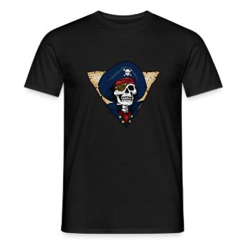 Pirat Skelett Schatzkiste HARIZ Halloween Horror - Männer T-Shirt - Schwarz - Vorne - AI Model Male 178 light (178cm)