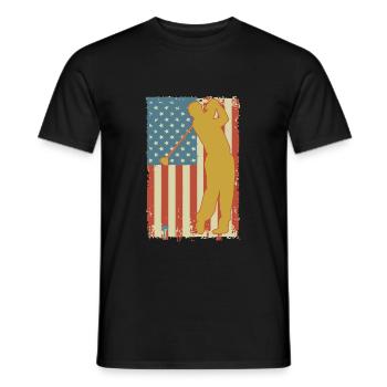 Drapeau américain de golf - T-shirt homme - noir - Devant - AI Model Male 178 light (178cm)