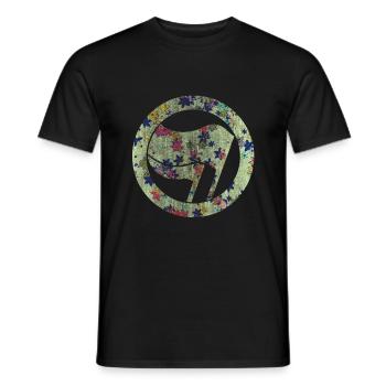 anti-fascist against fascism flowers - Men's T-Shirt - black - Front - AI Model Male 178 light (178cm)