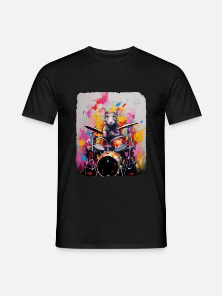 Rat Drumming Street Art - Männer T-Shirt - Schwarz