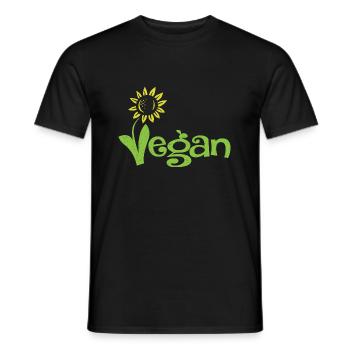 Vegan mit Sonnenblume Veganer Shirt - Männer T-Shirt - Schwarz - Vorne - AI Model Male 178 light (178cm)