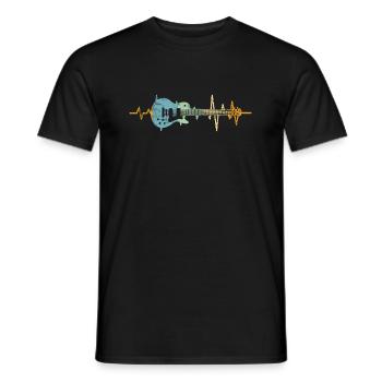 Gitarrenspieler Gitarrist Herzschlag - Männer T-Shirt - Schwarz - Vorne - AI Model Male 178 light (178cm)