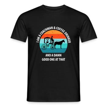 Coachman Carriage Horse-drawn carriage Coffee - Men's T-Shirt - black - Front - AI Model Male 178 light (178cm)
