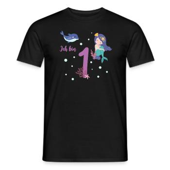 Meerjungfrau erster Geburtstag 1 Jahr Kindershirt - Männer T-Shirt - Schwarz - Vorne - AI Model Male 178 light (178cm)