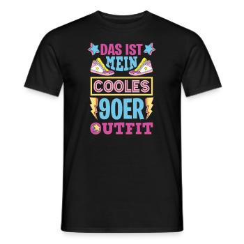 90er Jahre Party Outfit Kostüm Verkleidung 90s - Männer T-Shirt - Schwarz - Vorne - AI Model Male 178 light (178cm)