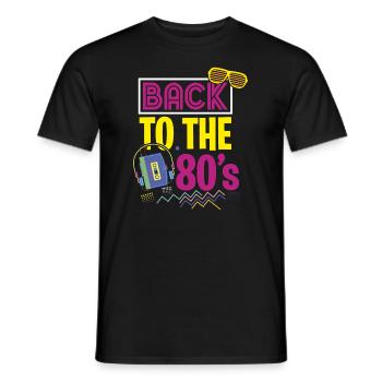 80s party outfit costume disguise 80s - Men's T-Shirt - black - Front - AI Model Male 178 light (178cm)