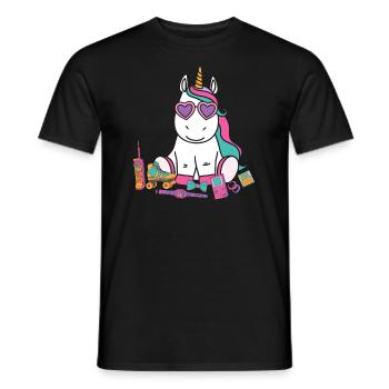 90er 80er Jahre Party Outfit Kostüm Einhorn - Männer T-Shirt - Schwarz - Vorne - AI Model Male 178 light (178cm)