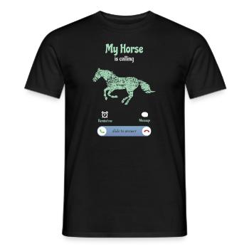 Das Pferd ruft an - Männer T-Shirt - Schwarz - Vorne - AI Model Male 178 light (178cm)
