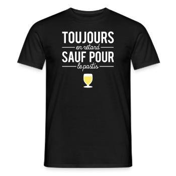 Toujours En Retard Sauf Pour Le Pastis Humour - T-shirt homme - noir - Devant - AI Model Male 178 light (178cm)