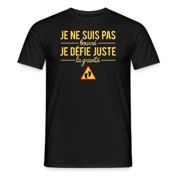 Je ne suis pas bourré je défie la gravité humour - T-shirt homme - noir - Devant - AI Model Male 178 light (178cm)