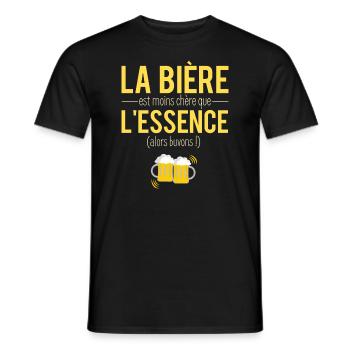La bière moins chère que l'essence apéro humour - T-shirt homme - noir - Devant - AI Model Male 178 light (178cm)