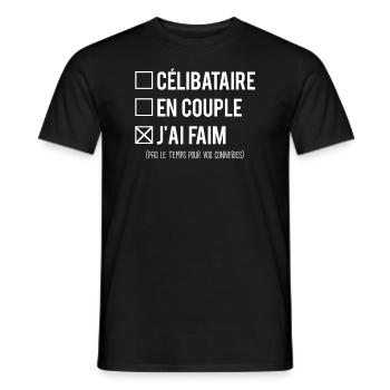 Célibataire En Couple J'ai Faim Humour - T-shirt homme - noir - Devant - AI Model Male 178 light (178cm)