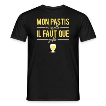 Mon pastis m'appelle il faut que je file humour - T-shirt homme - noir - Devant - AI Model Male 178 light (178cm)