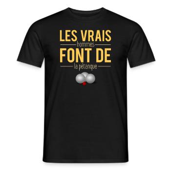 Les Vrais Hommes Font De La Pétanque Boule Humour - T-shirt homme - noir - Devant - AI Model Male 178 light (178cm)