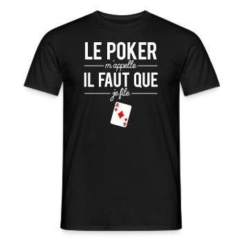 Le Poker M'appelle il Faut Que Je File Humour - T-shirt homme - noir - Devant - AI Model Male 178 light (178cm)