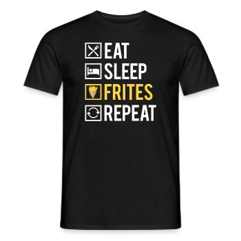 Eat Sleep Frites Repeat Nourriture Fast Food - T-shirt homme - noir - Devant - AI Model Male 178 light (178cm)