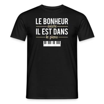 Le Bonheur Existe il Est Dans Le Piano Pianiste - T-shirt homme - noir - Devant - AI Model Male 178 light (178cm)