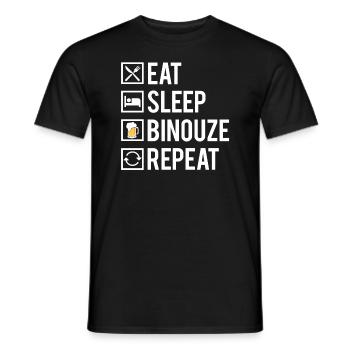 Eat Sleep Binouze Repeat Blague Bière Humour - T-shirt homme - noir - Devant - AI Model Male 178 light (178cm)