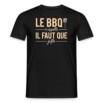 Le Barbecue M'Appelle il Faut Que Je File Humour - T-shirt homme - noir - Devant - AI Model Male 178 light (178cm)